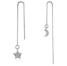 Carica l'immagine nel visualizzatore di Gallery, iszie, orecchini lunghi a catenella, in argento sterling, con decorazione a...