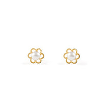 Carica l'immagine nel visualizzatore di Gallery, Orecchini per bambini fiore perle - oro giallo 18K (750)