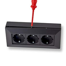 Carica l'immagine nel visualizzatore di Gallery, Presa angolare montaggio 3 X Schuko nero, per cucina, ufficio, officina....