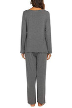 Carica l'immagine nel visualizzatore di Gallery, MAXMODA Pigiama Due Pezzi Set da Donna Tinta Unita L, Grigio Scuro - Ilgrandebazar
