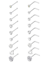 Carica l'immagine nel visualizzatore di Gallery, Milacolato 20G Naso Stud Set I Forma Cartilagine Tragus Piercing CZ Acciaio... - Ilgrandebazar