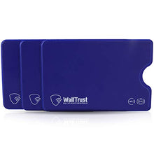 Carica l'immagine nel visualizzatore di Gallery, WallTrust RFID Cover protettiva per carte di credito, plastica, Set Di 3 Blu