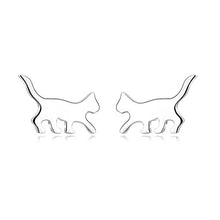 Carica l'immagine nel visualizzatore di Gallery, YAFEINI Orecchini a chiodo, a Forma di Cuore e Gatto, in Argento Sterling,... - Ilgrandebazar