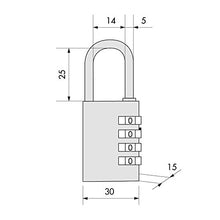 Carica l'immagine nel visualizzatore di Gallery, Cisa 39612 Lucchetto a combinatore, Ottone, 30 mm 30 - Ilgrandebazar