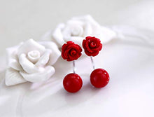 Carica l'immagine nel visualizzatore di Gallery, Orecchini Donna in Argento 925 con Rosa Rossi Perla - Il Regalo...