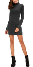 Carica l'immagine nel visualizzatore di Gallery, EXCHIC Collo Alto Donna Mini Abito A Maniche Lunghe Slim Aderente S, Grigio - Ilgrandebazar