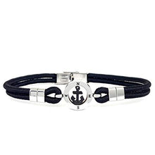 Carica l'immagine nel visualizzatore di Gallery, SAGA GIOIELLI BRACCIALE UOMO ACCIAIO E CORDONCINO ANCORA