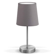 Carica l'immagine nel visualizzatore di Gallery, Lampada da comodino, tavolo con paralume in tessuto grigio,... - Ilgrandebazar