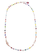 Carica l'immagine nel visualizzatore di Gallery, Collana Donna Rosario Girocollo In Argento 925 E Pietre Colorate - Croce E... - Ilgrandebazar