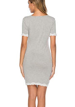 Carica l'immagine nel visualizzatore di Gallery, ABirdon Pigiama Cotone da Donna, Camicia Notte Donna Vestito L, Grigio - Ilgrandebazar