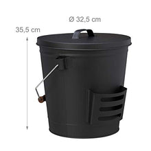 Carica l'immagine nel visualizzatore di Gallery, Relaxdays Secchio Raccogli Cenere con Coperchio e Paletta, 19 L, per Camino...