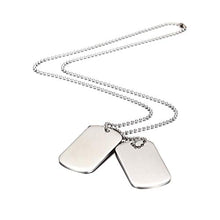 Carica l'immagine nel visualizzatore di Gallery, 2 PCS Acciaio inox Pendente Ciondolo Collana Esercito Double Dog Tag Argento - Ilgrandebazar