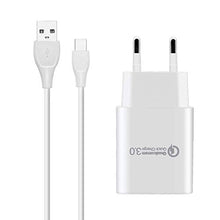 Carica l'immagine nel visualizzatore di Gallery, BERLS Caricabatterie Quick Charge 3.0 (Carica Rapida 3A) + Cavo USB Type C... - Ilgrandebazar