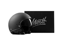 Carica l'immagine nel visualizzatore di Gallery, Westt Vintage Casco Jet Retro Moto Nero Opaco Scooter Motorino L (58cm) - Ilgrandebazar