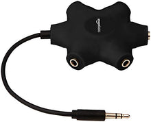 Carica l'immagine nel visualizzatore di Gallery, AmazonBasics Sdoppiatore per cuffie audio, con 5 prese, Nero
