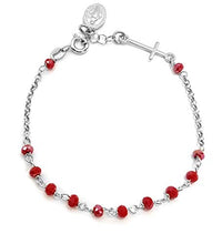 Carica l'immagine nel visualizzatore di Gallery, Bracciale Rosario In Argento 925 E Pietre ROSSE - Con Croce E Madonna -... - Ilgrandebazar