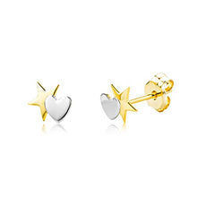 Carica l'immagine nel visualizzatore di Gallery, Miore Orecchino per Bambina due colori Oro Giallo e Bianco 9 Kt / 375... - Ilgrandebazar