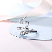 Carica l'immagine nel visualizzatore di Gallery, SILVERCUTE Donna Anello Aperto/Orecchini Fascia Gatto/Corna di Serpente