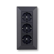 Carica l'immagine nel visualizzatore di Gallery, Presa angolare montaggio 3 X Schuko nero, per cucina, ufficio, officina....