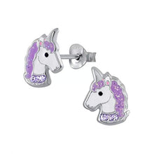 Carica l'immagine nel visualizzatore di Gallery, Laimons Orecchini per bambine e ragazze, a forma di unicorno, lilla con... - Ilgrandebazar