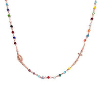 Carica l'immagine nel visualizzatore di Gallery, Collana Donna Rosario Girocollo In Argento 925 E Pietre Colorate - Croce E... - Ilgrandebazar
