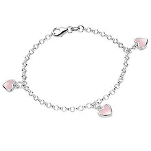 Carica l'immagine nel visualizzatore di Gallery, MATERIA - Bracciale in argento 925 per bambina con cuore rosa smaltato 16 cm... - Ilgrandebazar
