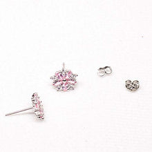 Carica l'immagine nel visualizzatore di Gallery, Orecchini in argento di Natale da donna con zircone rosa e...
