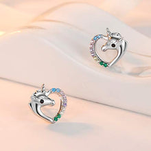 Carica l'immagine nel visualizzatore di Gallery, Qings Orecchini Unicorno Arcobaleno, 925 Sterline Argento Orecchini...