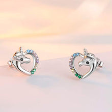 Carica l'immagine nel visualizzatore di Gallery, Qings Orecchini Unicorno Arcobaleno, 925 Sterline Argento Orecchini...