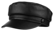 Carica l'immagine nel visualizzatore di Gallery, GEMVIE Donna Cappello con Visiera Berretto da PU Pelle Retro Classico Nero