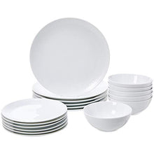 Carica l'immagine nel visualizzatore di Gallery, AmazonBasics - Servizio di piatti per 6 persone, 18 pezzi, Porcellana bianca... - Ilgrandebazar