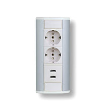 Carica l'immagine nel visualizzatore di Gallery, Pratica presa angolare 2x Schuko USB, alluminio, per cucina, bagno,...