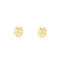 Carica l'immagine nel visualizzatore di Gallery, Orecchini per bambini trifoglio - oro giallo 18K (750)