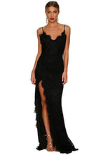 Carica l'immagine nel visualizzatore di Gallery, Sexy Elegante Abito Cerimonia da Donna con Spacco,Vestito Lungo S, Nero - Ilgrandebazar