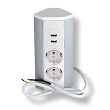 Carica l'immagine nel visualizzatore di Gallery, Pratica presa angolare 2x Schuko USB, alluminio, per cucina, bagno,...