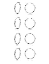 Carica l'immagine nel visualizzatore di Gallery, Sllaiss 4 Paia Mini Orecchini Cerchio 925 Argento per Donne Piccolo Rotondo... - Ilgrandebazar