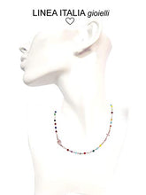 Carica l'immagine nel visualizzatore di Gallery, Collana Donna Rosario Girocollo In Argento 925 E Pietre Colorate - Croce E... - Ilgrandebazar