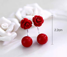 Carica l'immagine nel visualizzatore di Gallery, Orecchini Donna in Argento 925 con Rosa Rossi Perla - Il Regalo...