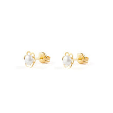 Carica l'immagine nel visualizzatore di Gallery, Orecchini per bambini fiore perle - oro giallo 18K (750)