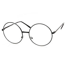 Carica l'immagine nel visualizzatore di Gallery, TRIXES Occhiali Tondi Unisex - con Lenti Trasparenti Stile Nero - Ilgrandebazar