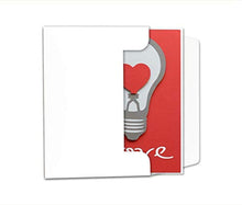 Carica l'immagine nel visualizzatore di Gallery, Love - lampadina- cuore - biglietto d'auguri (formato 15 x 10,5 cm) - vuoto... - Ilgrandebazar