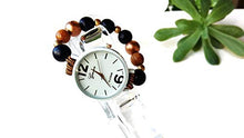 Carica l'immagine nel visualizzatore di Gallery, Orologio da polso donna elasticizzato Bracciale perle Legno Bianco Nero... - Ilgrandebazar
