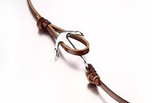 Carica l'immagine nel visualizzatore di Gallery, Vnox Bracciale unisex in acciaio inossidabile e pelle marrone, con àncora, a... - Ilgrandebazar
