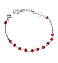Carica l'immagine nel visualizzatore di Gallery, Bracciale Rosario In Argento 925 E Pietre ROSSE - Con Croce E Madonna -... - Ilgrandebazar