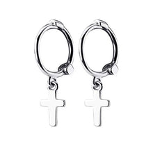Carica l'immagine nel visualizzatore di Gallery, Orecchini a cerchio con ciondolo a forma di croce, in argento Sterling, 8...