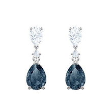 Carica l'immagine nel visualizzatore di Gallery, Swarovski Orecchini A Buco Vintage, Cristallo Blu, Rodiato, da Donna - Ilgrandebazar