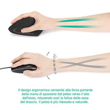 Carica l'immagine nel visualizzatore di Gallery, GHB Mouse Verticale Wireless Ergonomico Ricaricabile 6-Tasti Nero