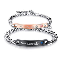 Carica l'immagine nel visualizzatore di Gallery, Keybella Coppia Bracciali Braccialetto Lui &amp; Lei, His Kingqueen-nerogold - Ilgrandebazar