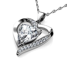 Carica l'immagine nel visualizzatore di Gallery, DEPHINI - Collana a forma di cuore bianco - in argento Sterling 925 - con... - Ilgrandebazar