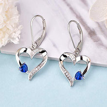 Carica l'immagine nel visualizzatore di Gallery, YL Orecchini Cuore Argento 925 Amore Zaffiro blu/Smeraldo Blu - Ilgrandebazar